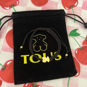 Black Bracelet with Gold Bear Charm